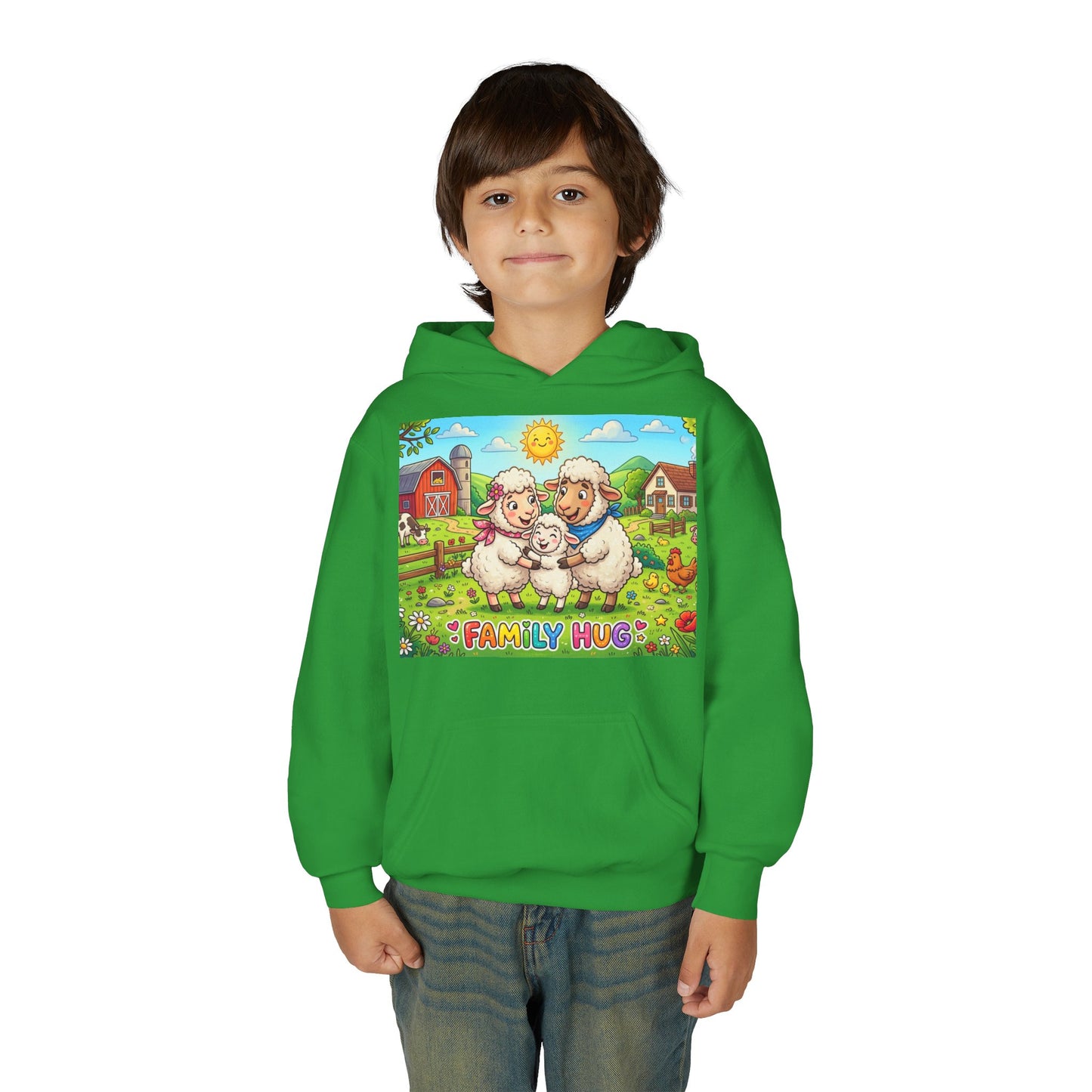 Family Hug Lamb Youth Heavy Blend Hooded Sweatshirt