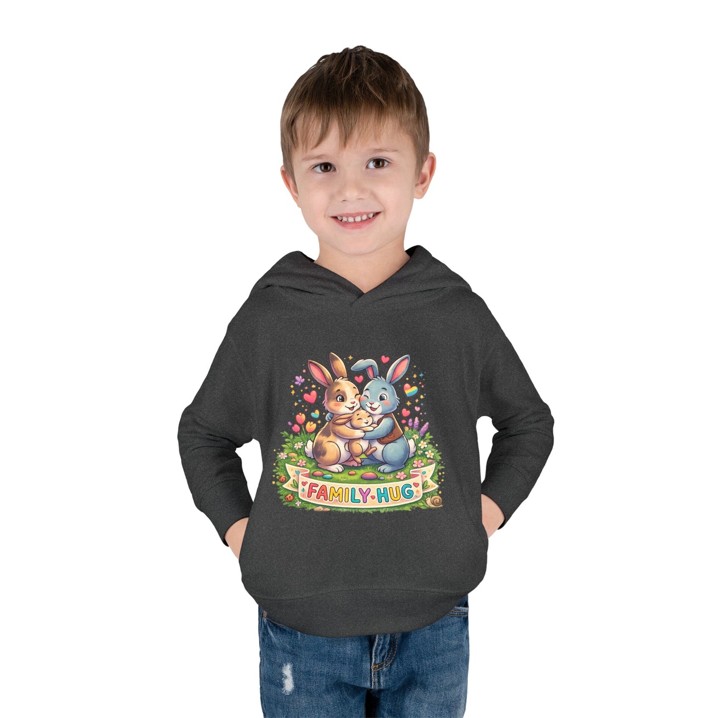 Family Hug Bunny Toddler Pullover Fleece Hoodie