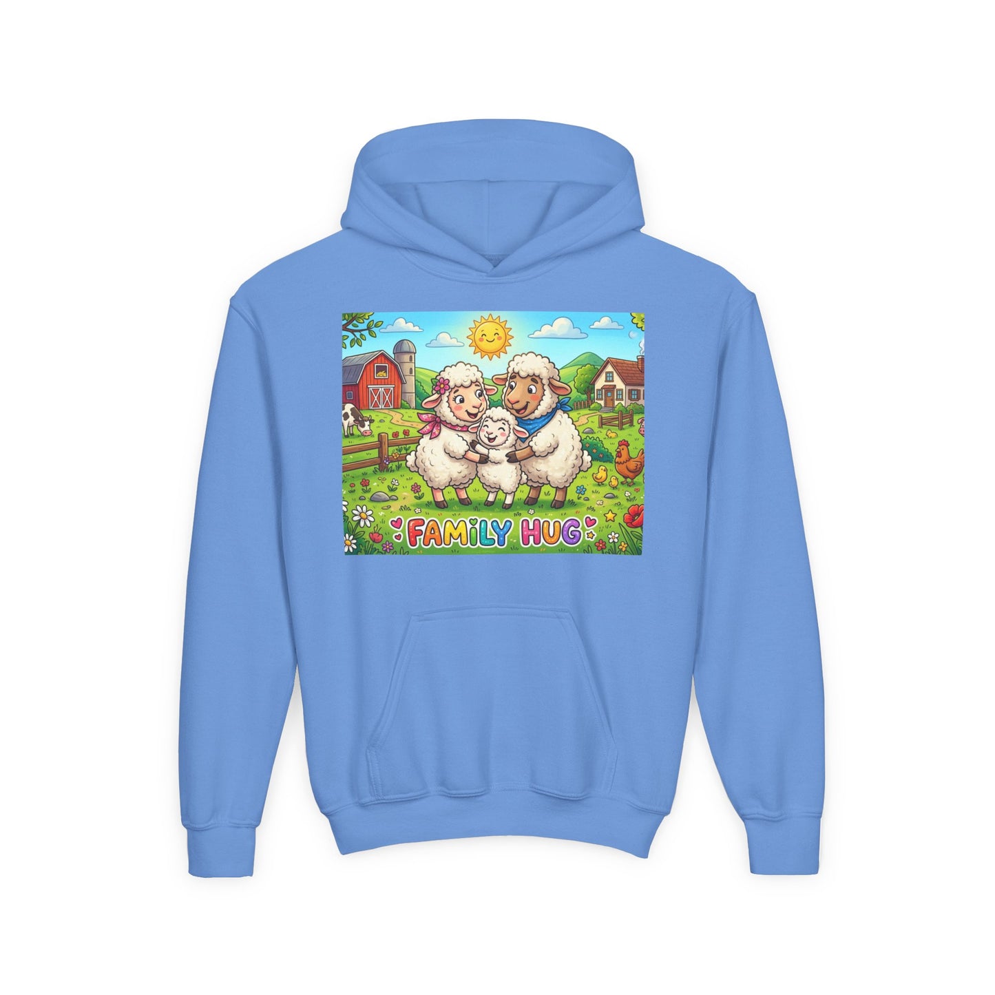 Family Hug Lamb Youth Heavy Blend Hooded Sweatshirt