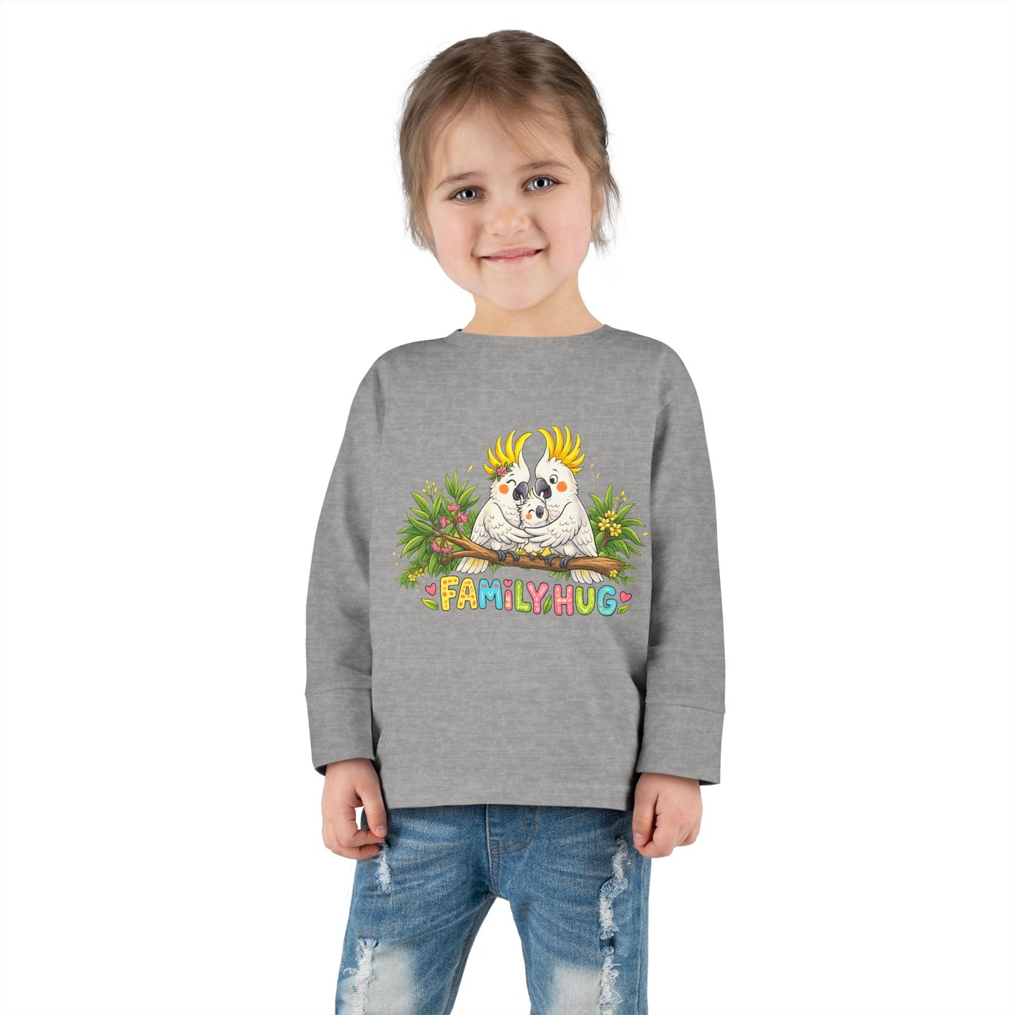 Family Hug Cockatoo Toddler Long Sleeve Tee