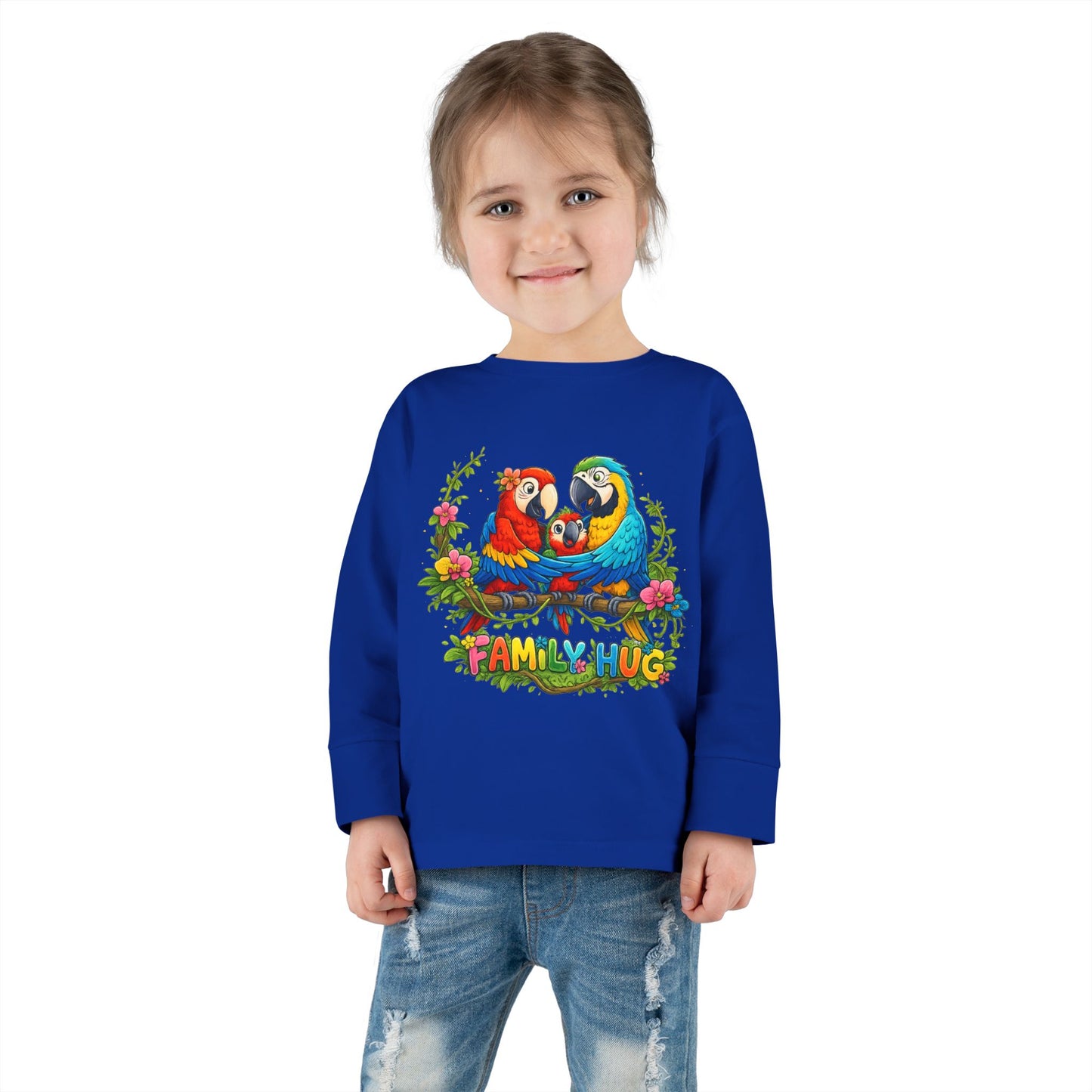 Family Hug Macaw Toddler Long Sleeve Tee