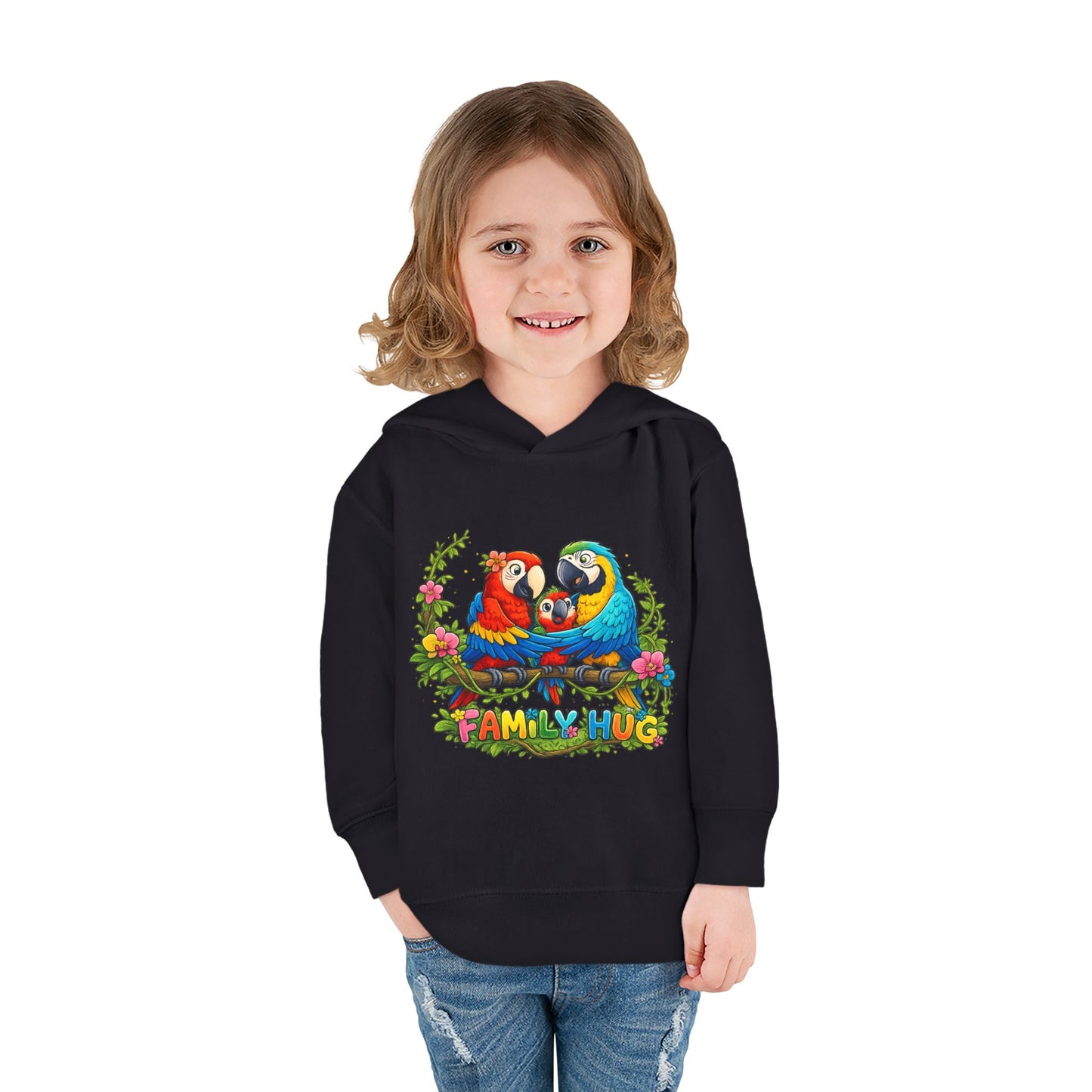 Family Hug Macaw Toddler Pullover Fleece Hoodie