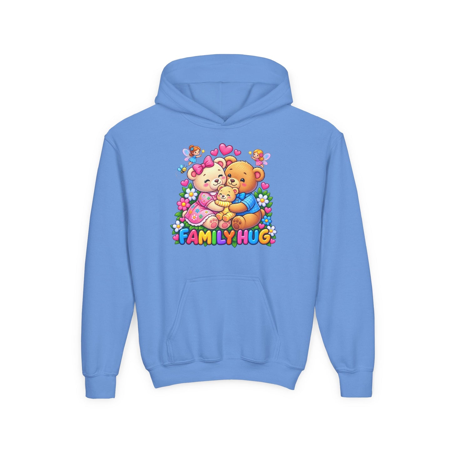 Family Hug Teddy Youth Heavy Blend Hooded Sweatshirt