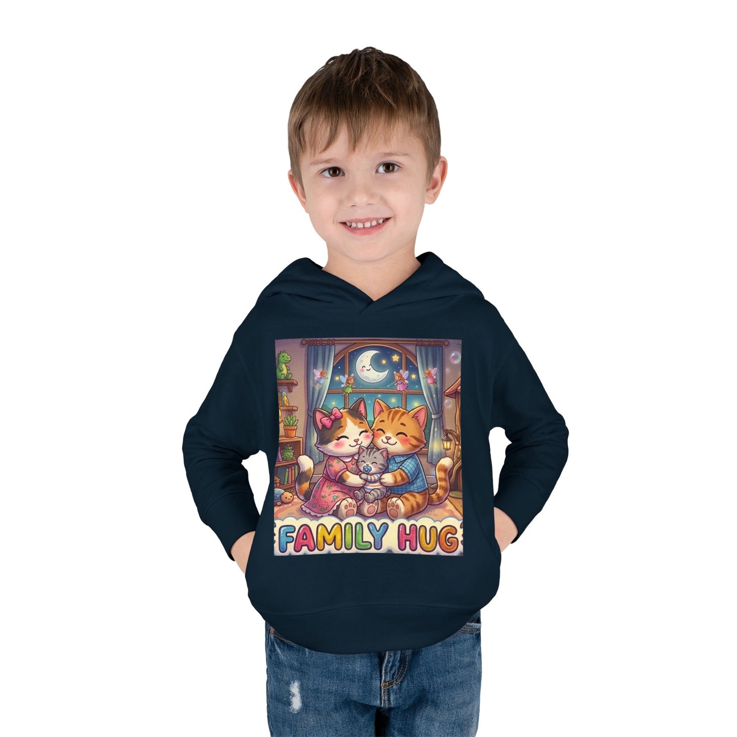 Family Hug Kitten Toddler Pullover Fleece Hoodie