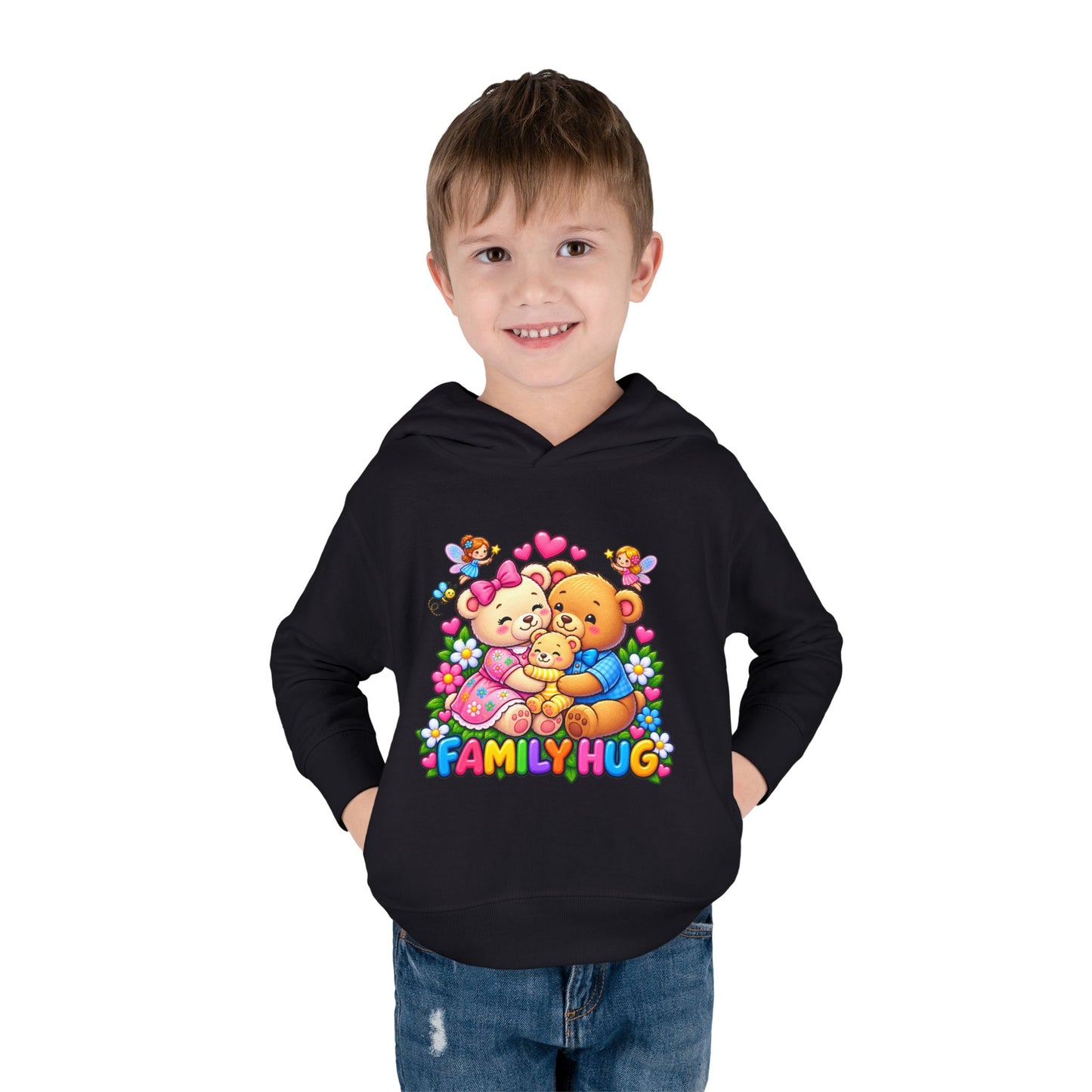 Family Hug Teddy Toddler Pullover Fleece Hoodie