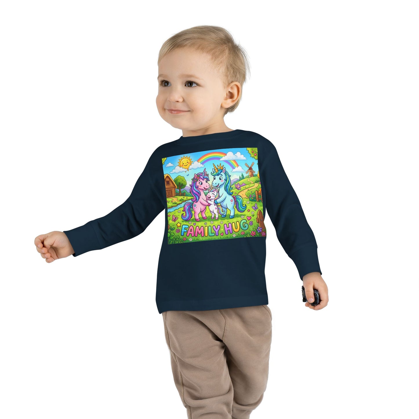 Family Hug Unicorn Toddler Long Sleeve Tee