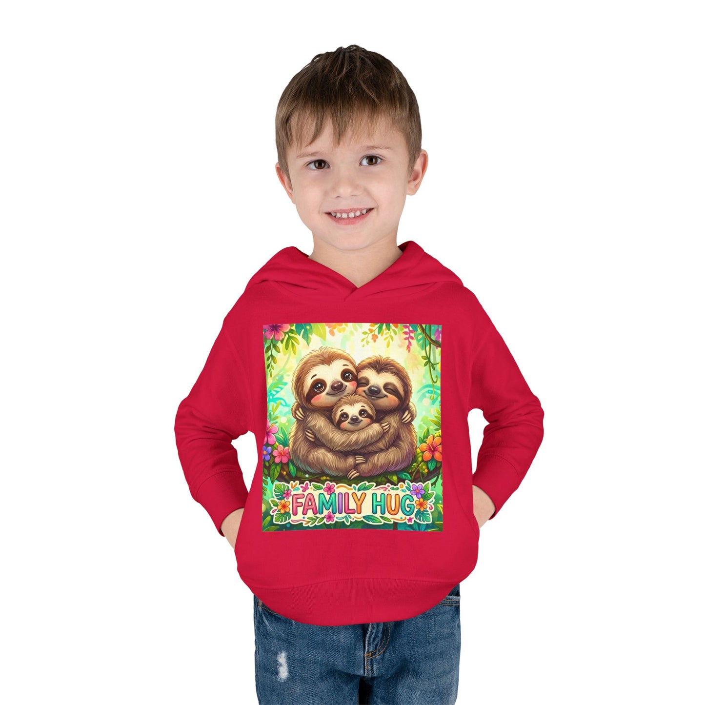 Family Hug Sloth Toddler Pullover Fleece Hoodie