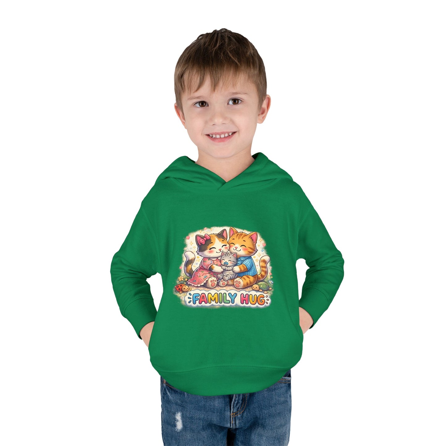Family Hug Kitten Toddler Pullover Fleece Hoodie