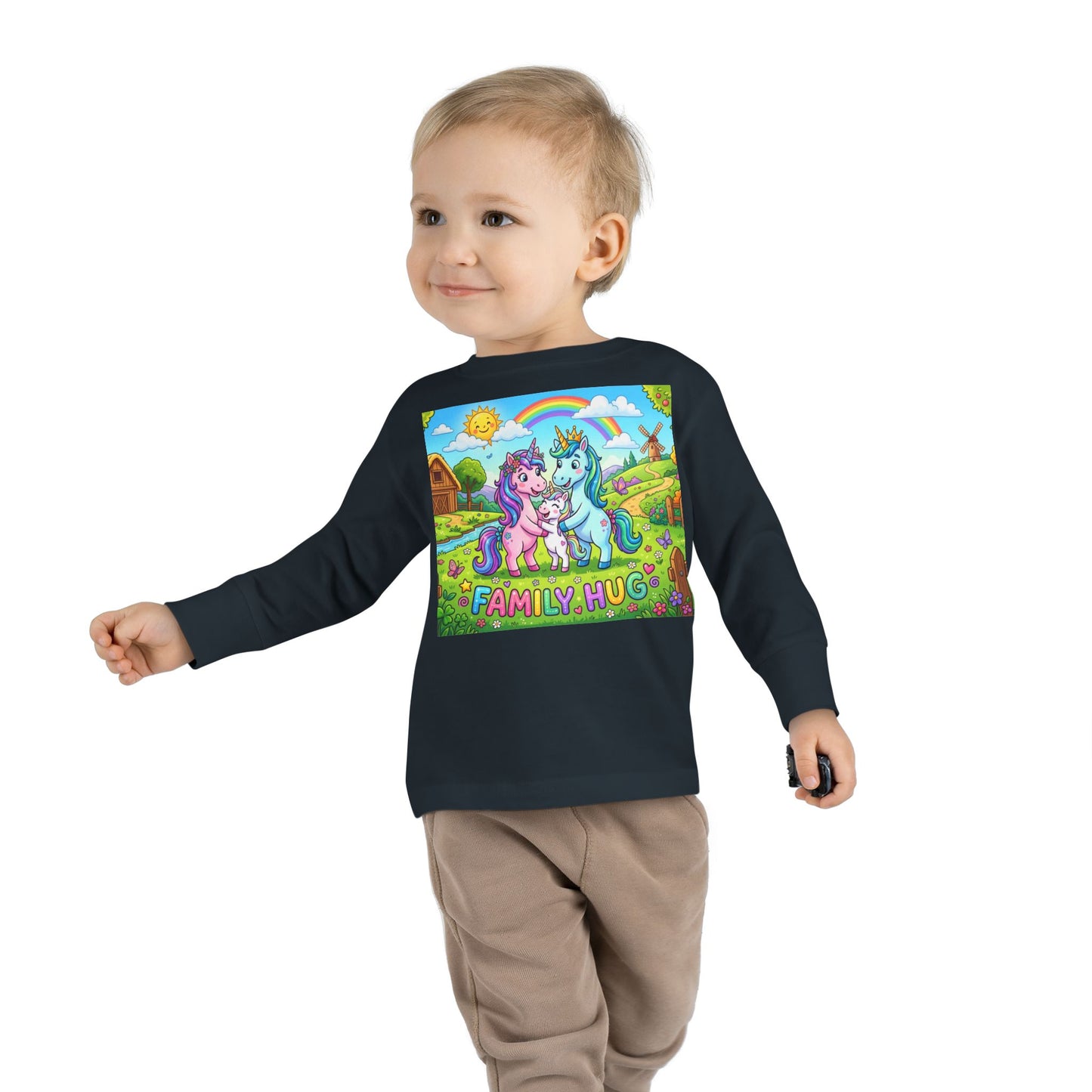 Family Hug Unicorn Toddler Long Sleeve Tee