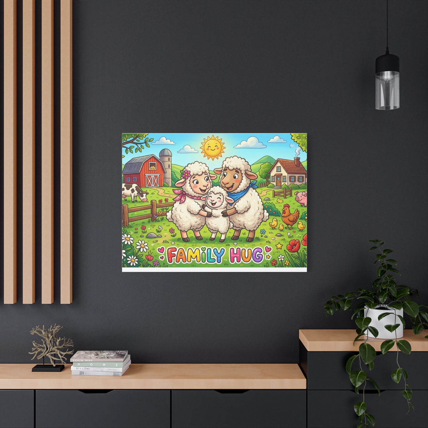 Family Hug Lamb Classic Canvas
