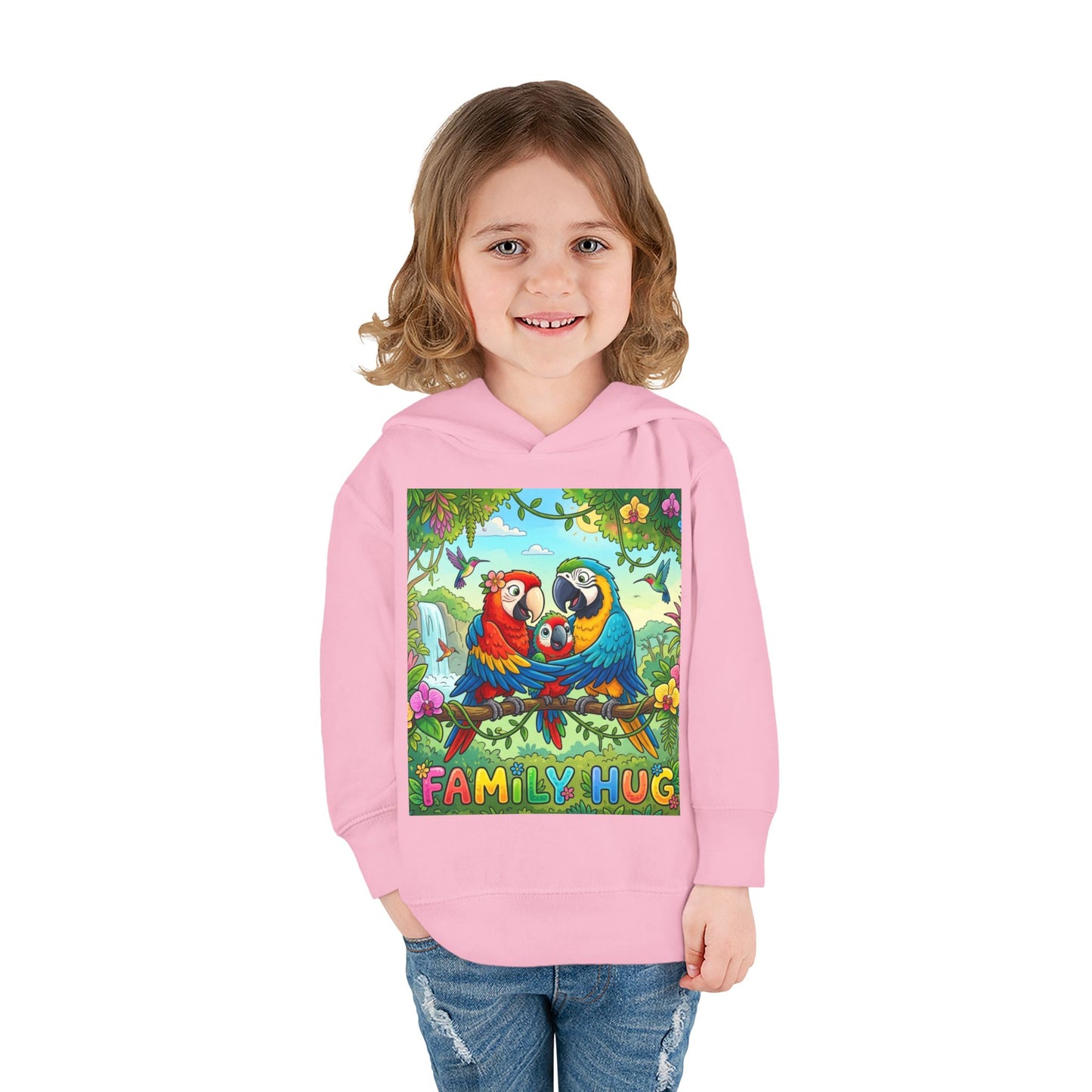 Family Hug Macaw Toddler Pullover Fleece Hoodie