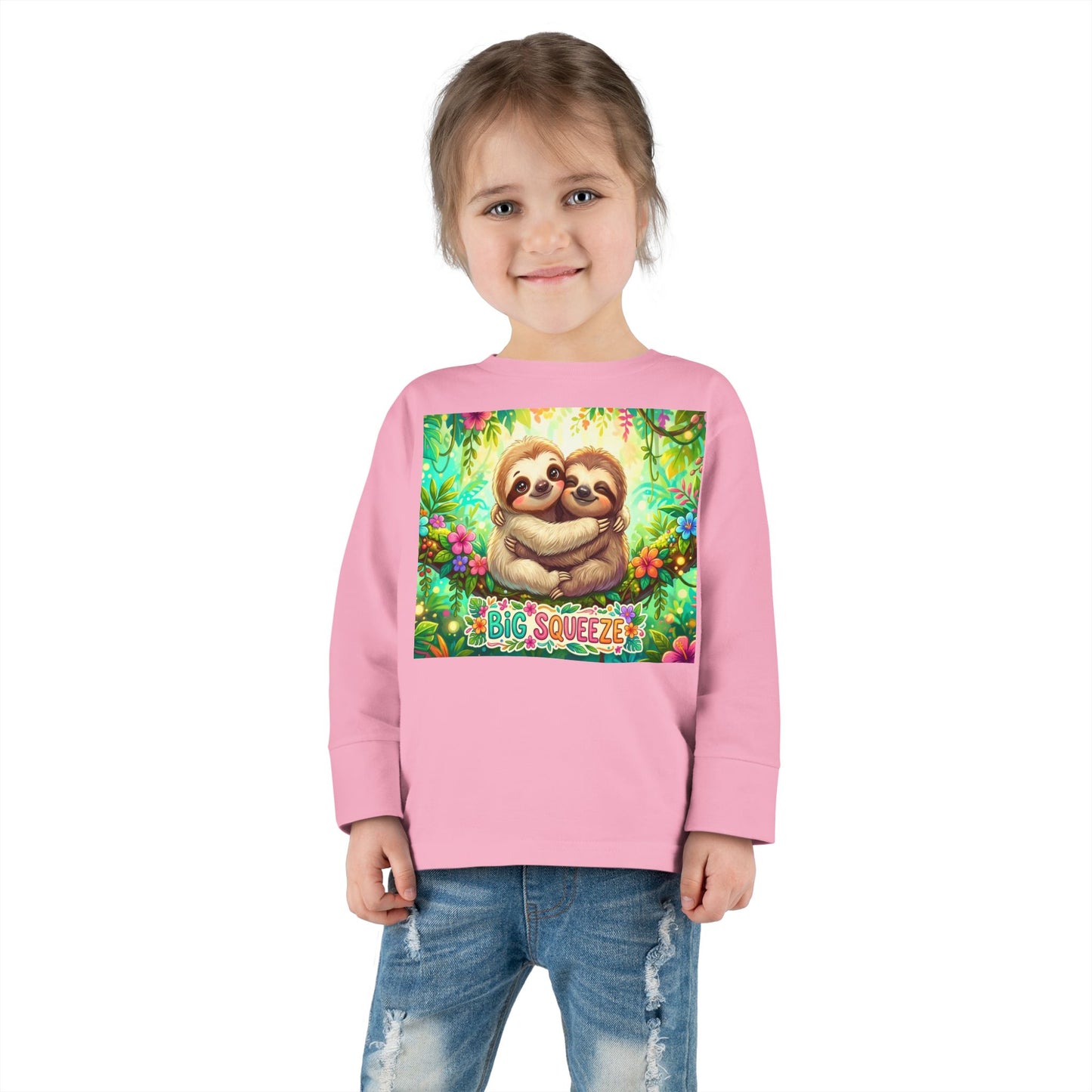 Big Squeeze Sloth Toddler Long Sleeve Tee