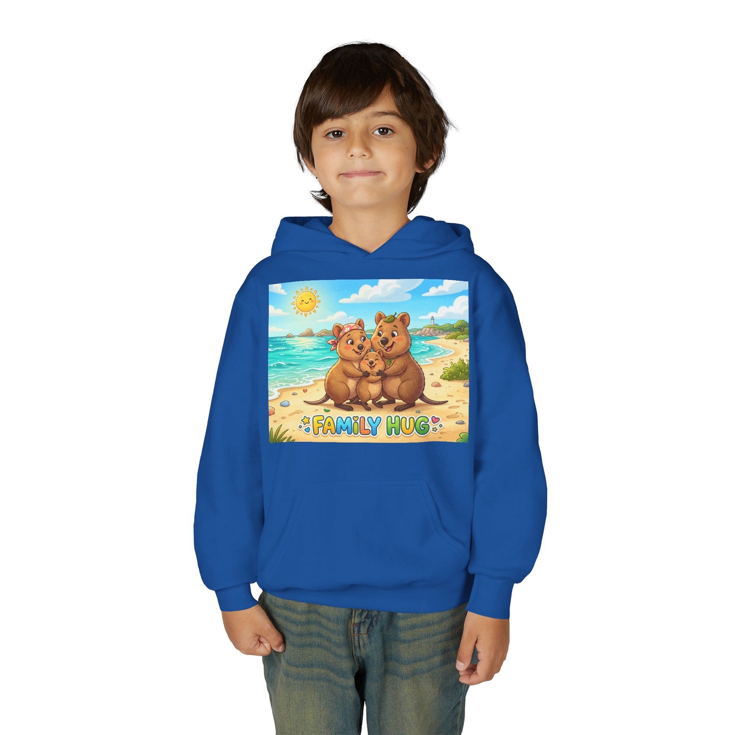 Family Hug Quokka Youth Heavy Blend Hooded Sweatshirt
