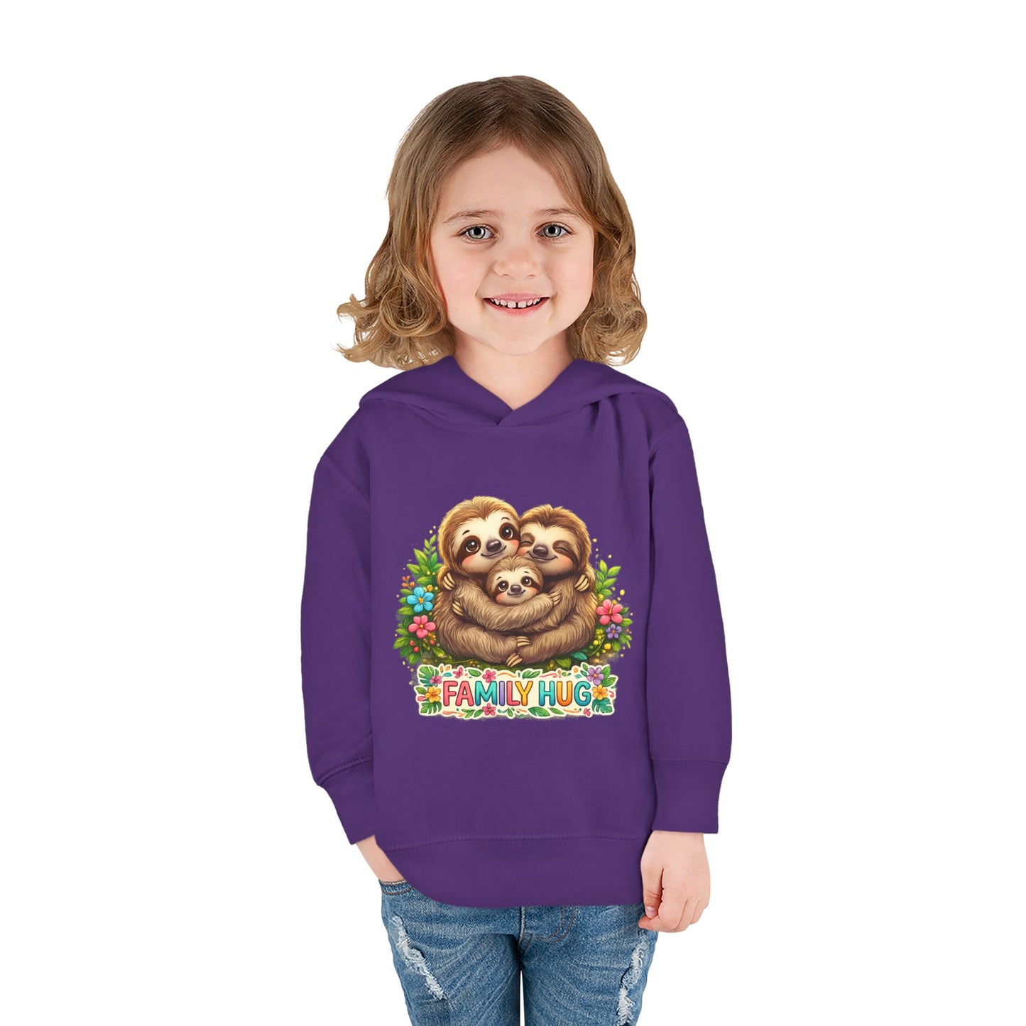 Family Hug Sloth Toddler Pullover Fleece Hoodie