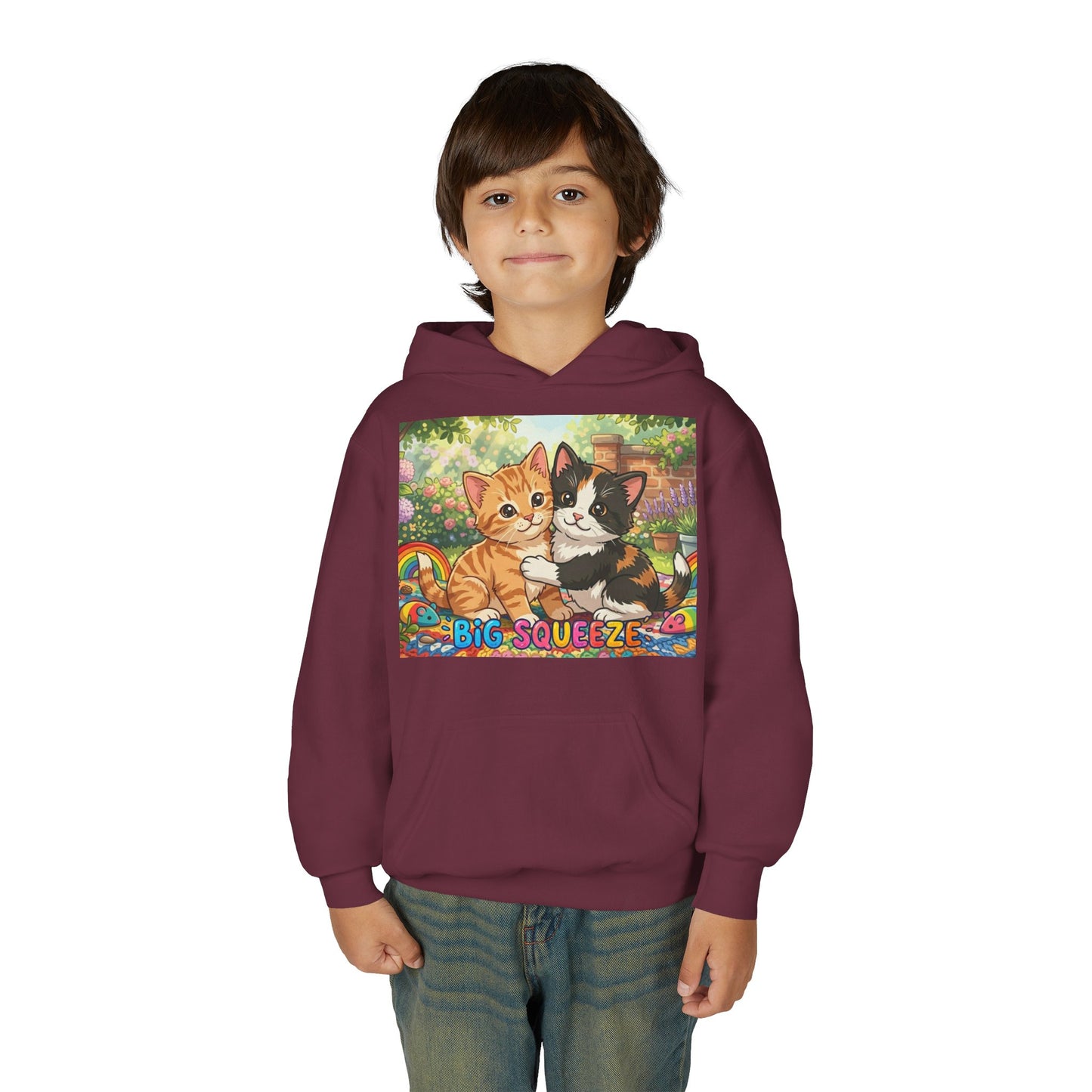 Big Squeeze Kitten Youth Heavy Blend Hooded Sweatshirt