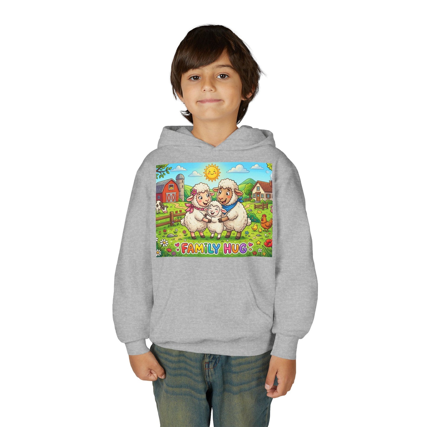 Family Hug Lamb Youth Heavy Blend Hooded Sweatshirt
