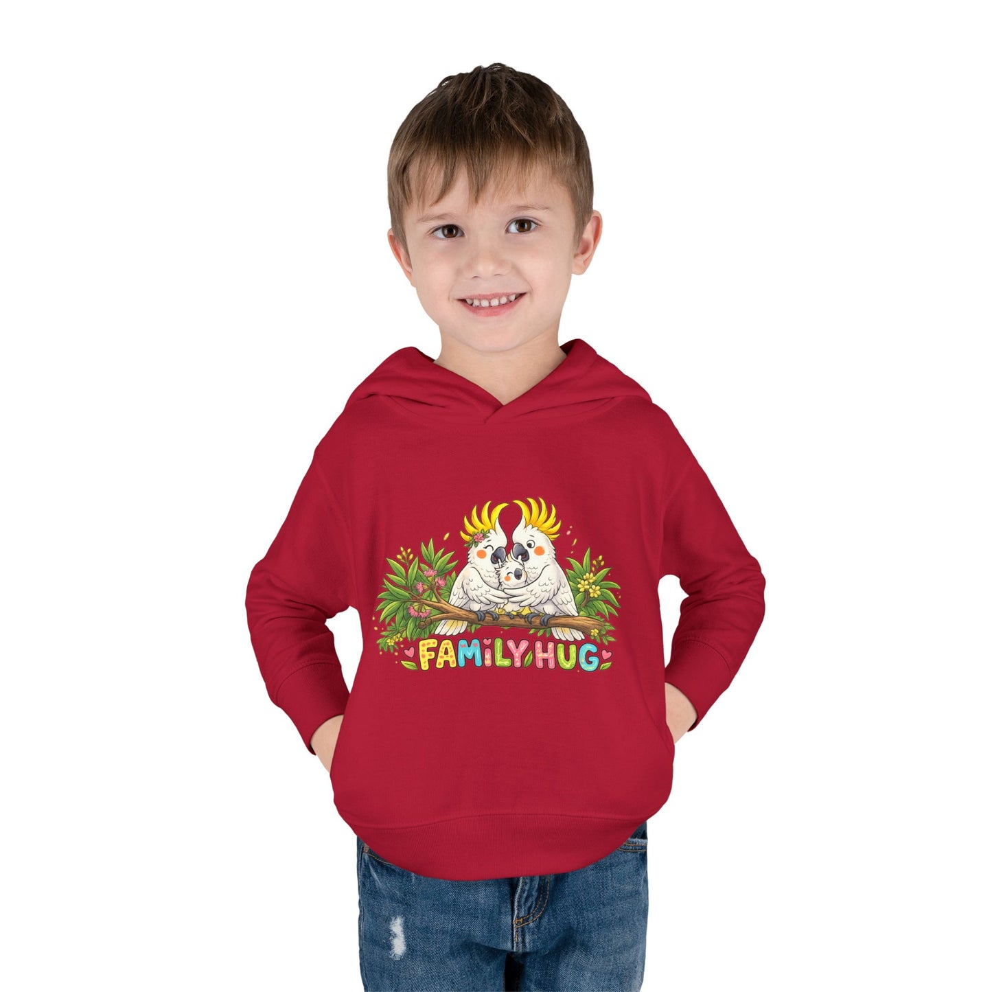 Family Hug Cockatoo Toddler Pullover Fleece Hoodie