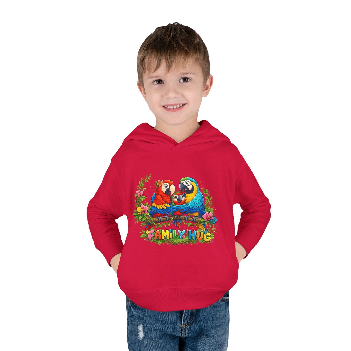 Family Hug Macaw Toddler Pullover Fleece Hoodie