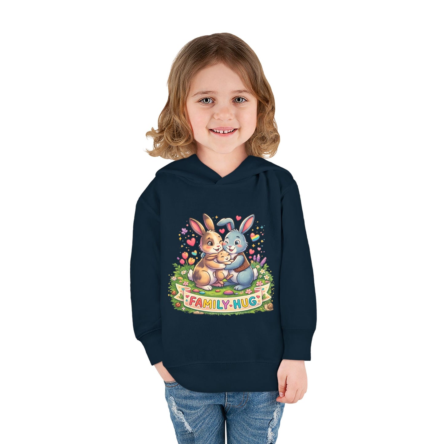 Family Hug Bunny Toddler Pullover Fleece Hoodie