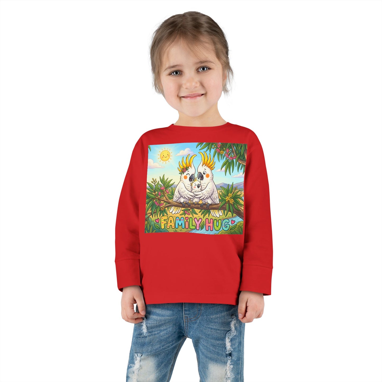 Family Hug Cockatoo Toddler Long Sleeve Tee