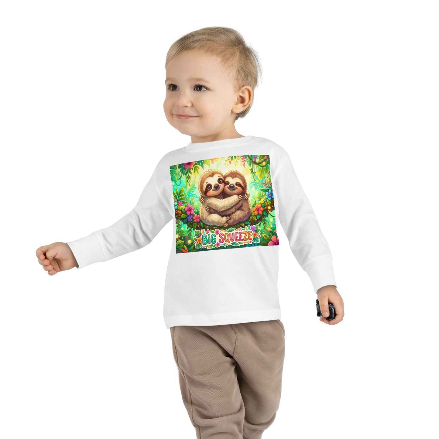 Big Squeeze Sloth Toddler Long Sleeve Tee