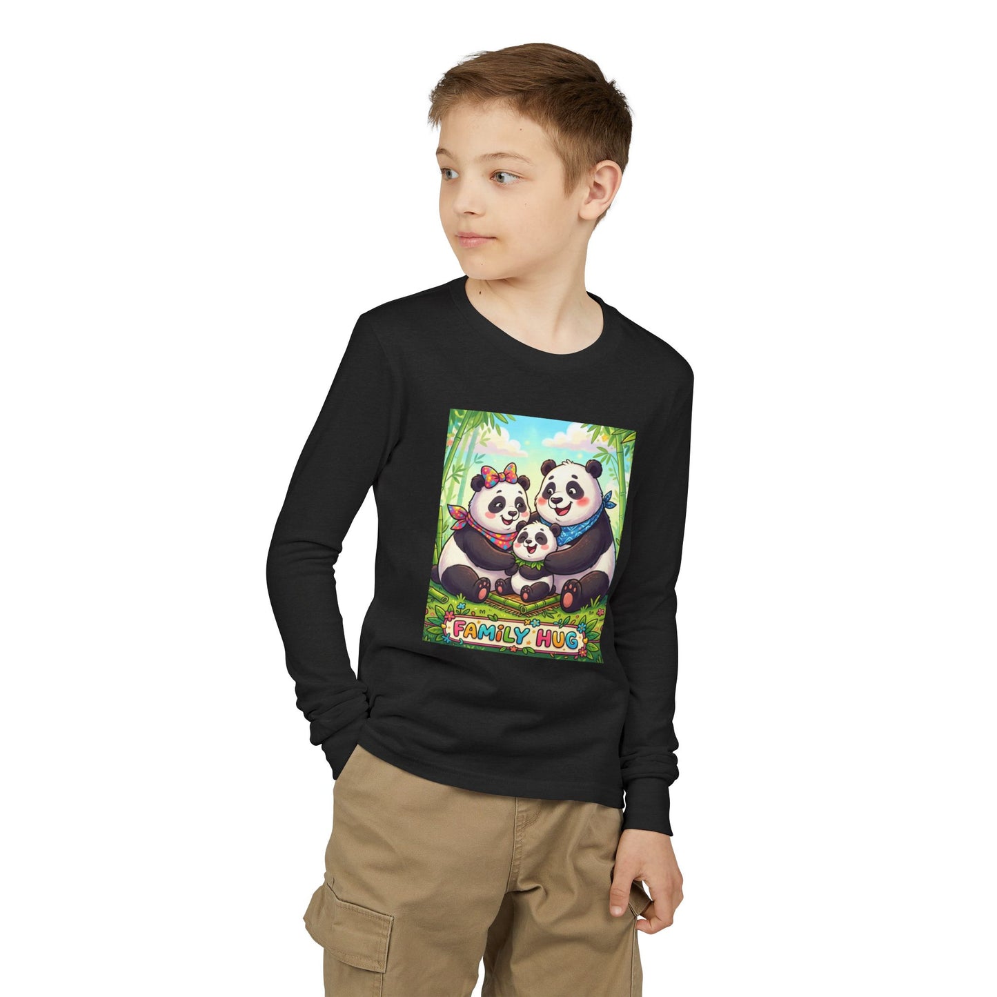 Family Hug Panda Youth Jersey Long Sleeve Tee