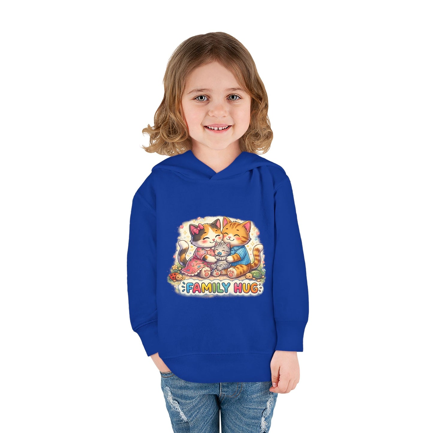 Family Hug Kitten Toddler Pullover Fleece Hoodie