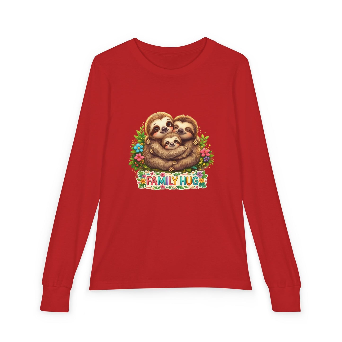 Family Hug Sloth Youth Jersey Long Sleeve Tee