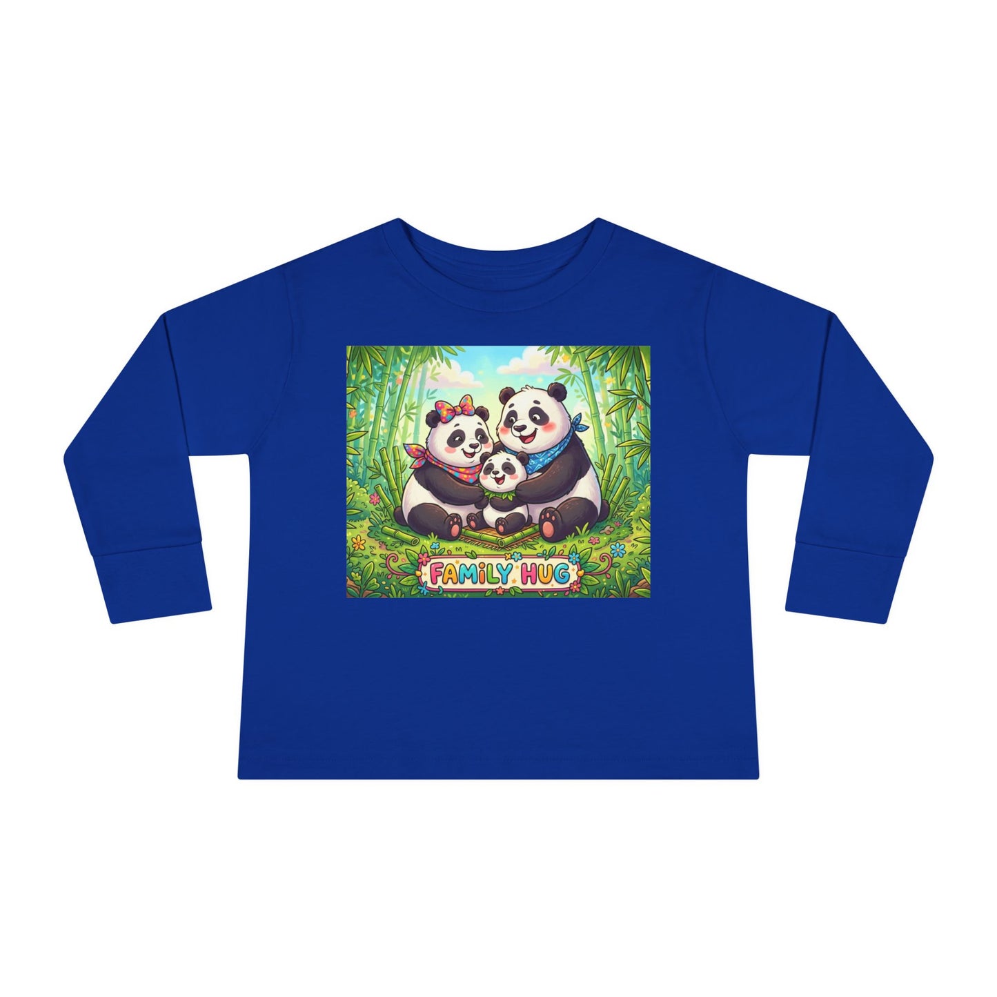 Family Hug Panda Toddler Long Sleeve Tee