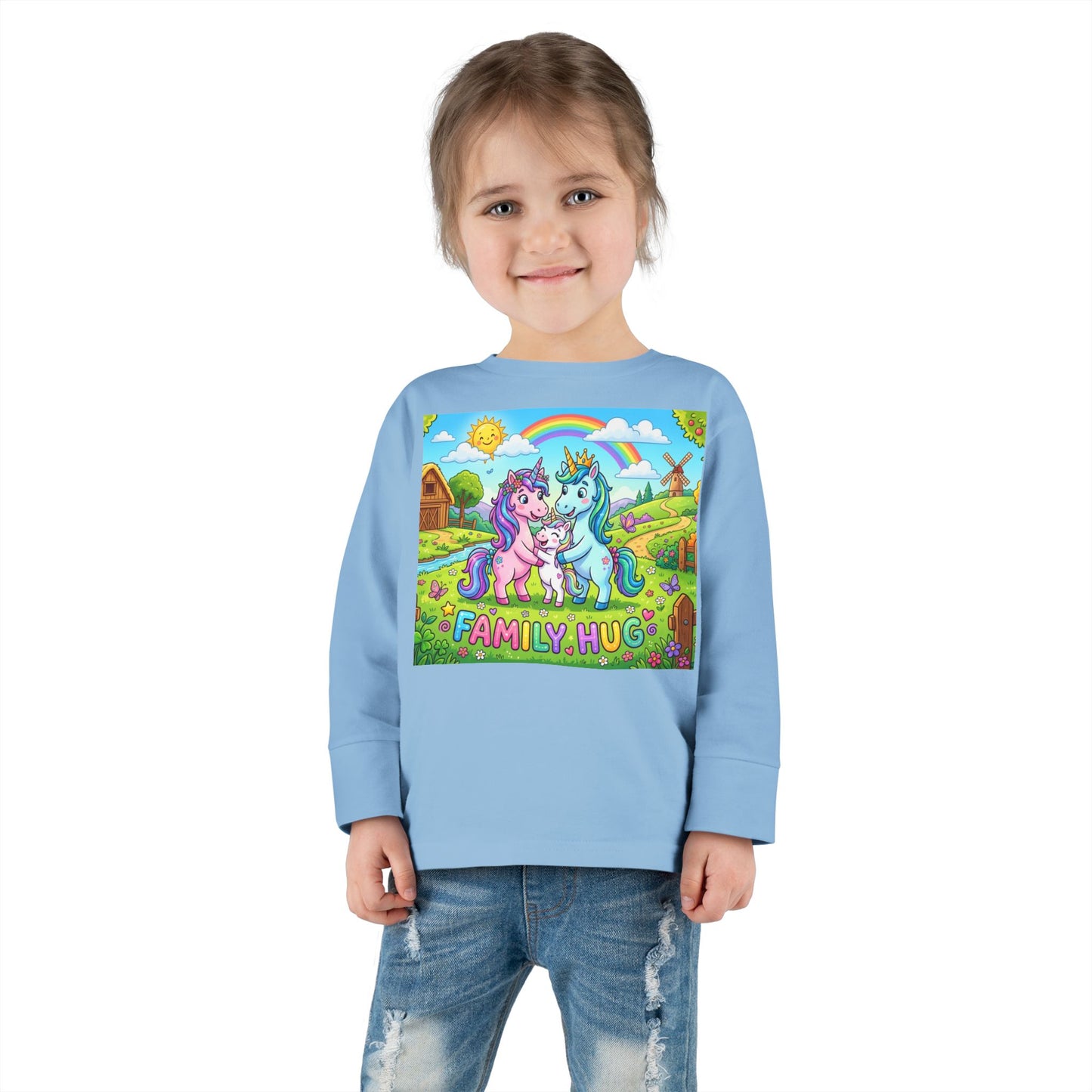 Family Hug Unicorn Toddler Long Sleeve Tee