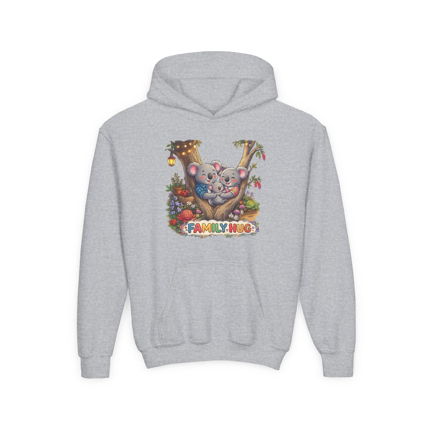 Family Hug Koala Youth Heavy Blend Hooded Sweatshirt