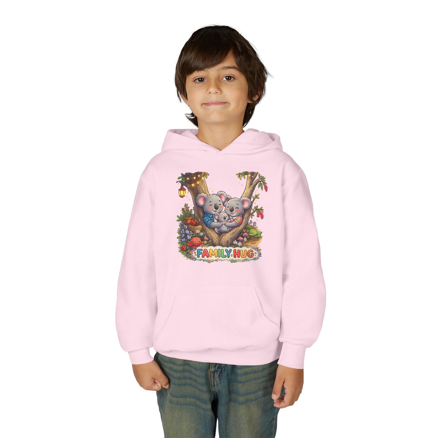 Family Hug Koala Youth Heavy Blend Hooded Sweatshirt