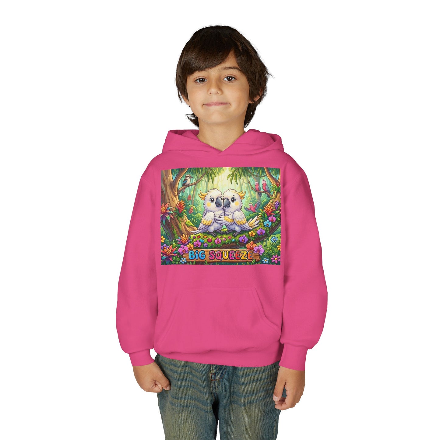 Big Squeeze Cockatoo Youth Heavy Blend Hooded Sweatshirt