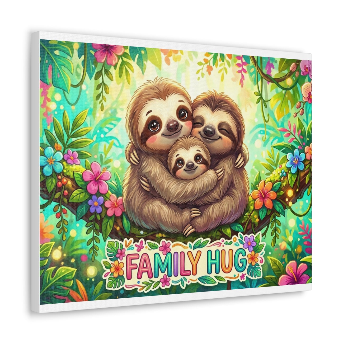 Family Hug Sloth Classic Canvas