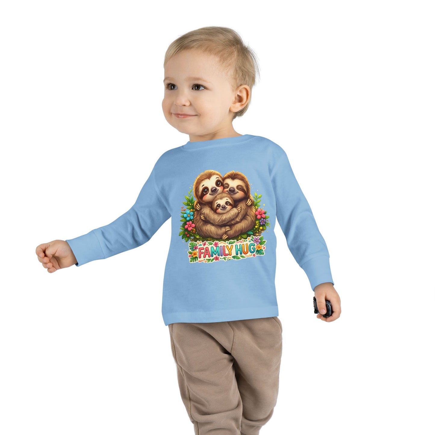 Family Hug Sloth Toddler Long Sleeve Tee
