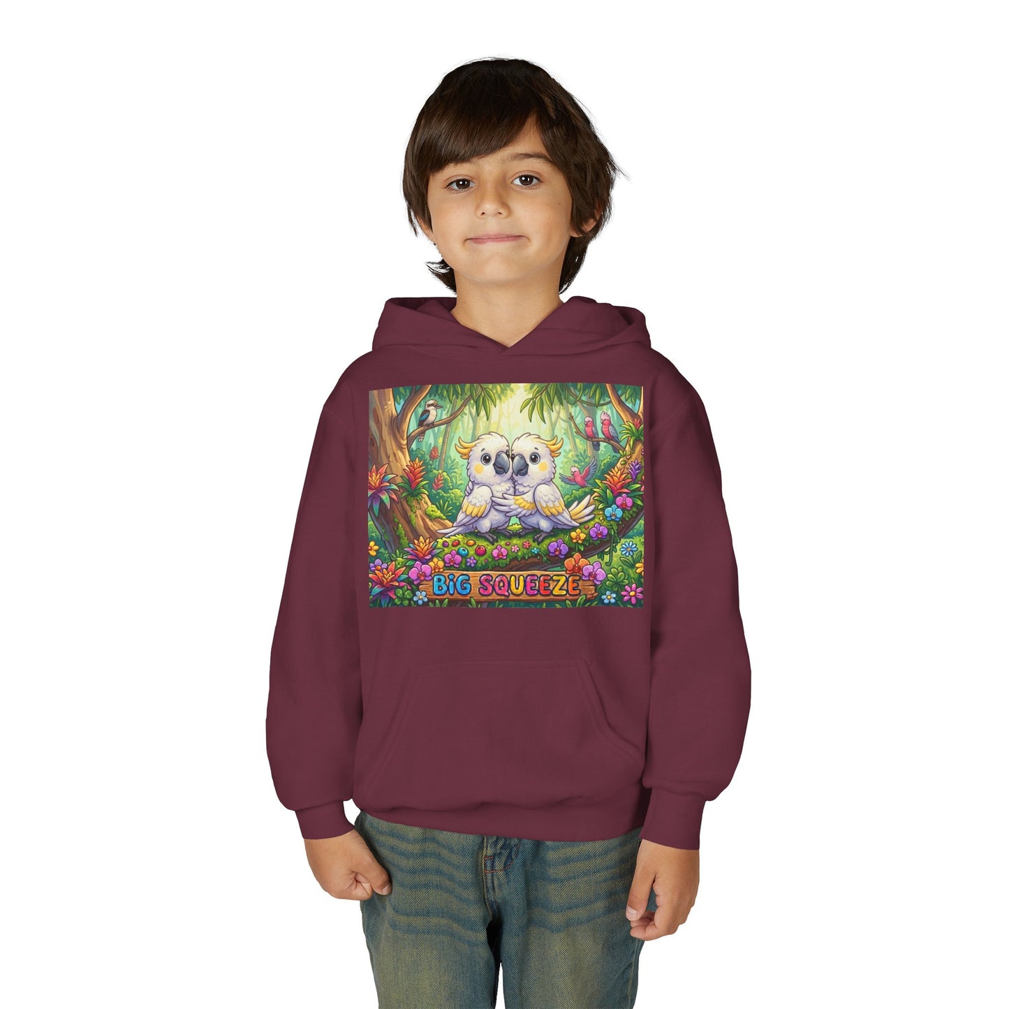 Big Squeeze Cockatoo Youth Heavy Blend Hooded Sweatshirt