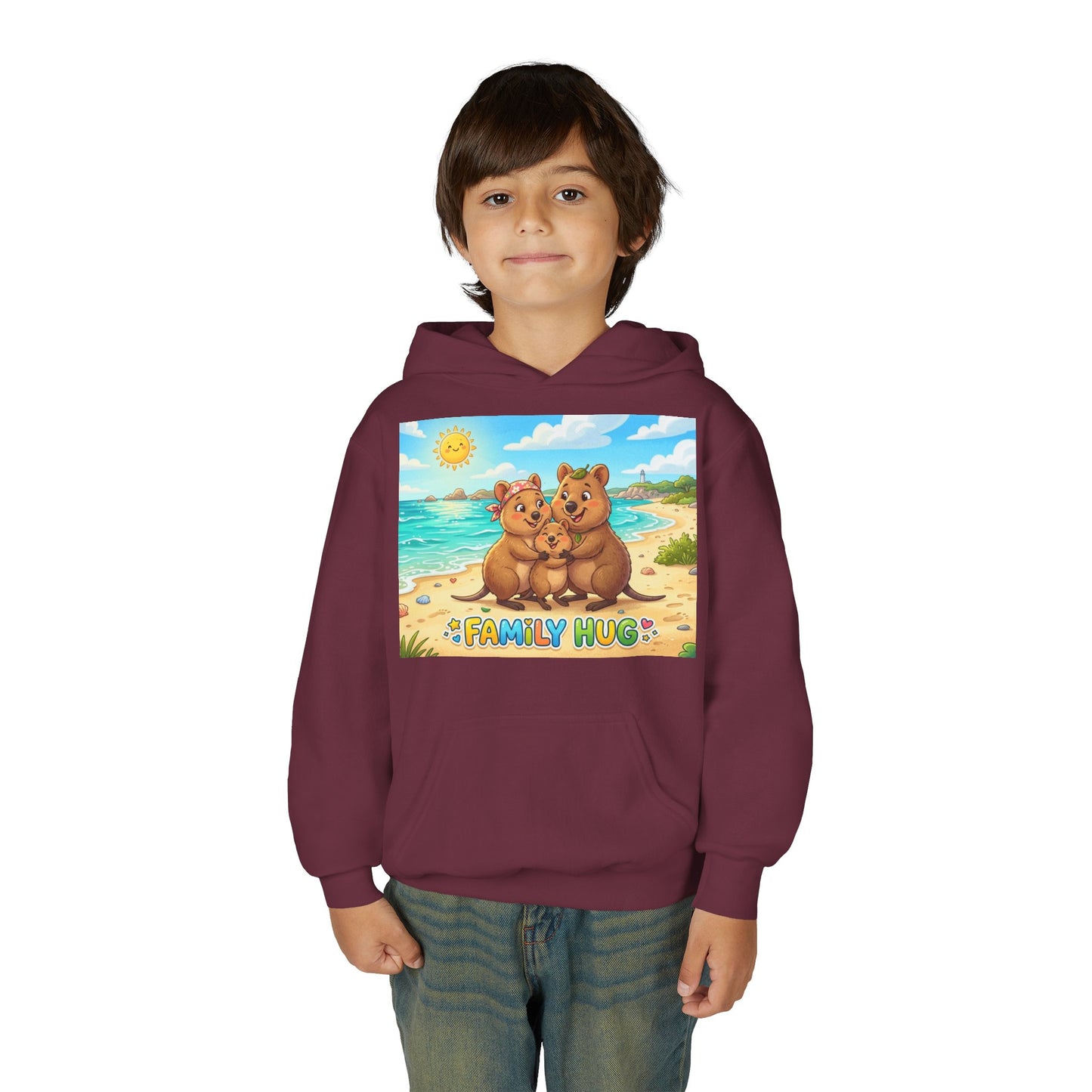 Family Hug Quokka Youth Heavy Blend Hooded Sweatshirt
