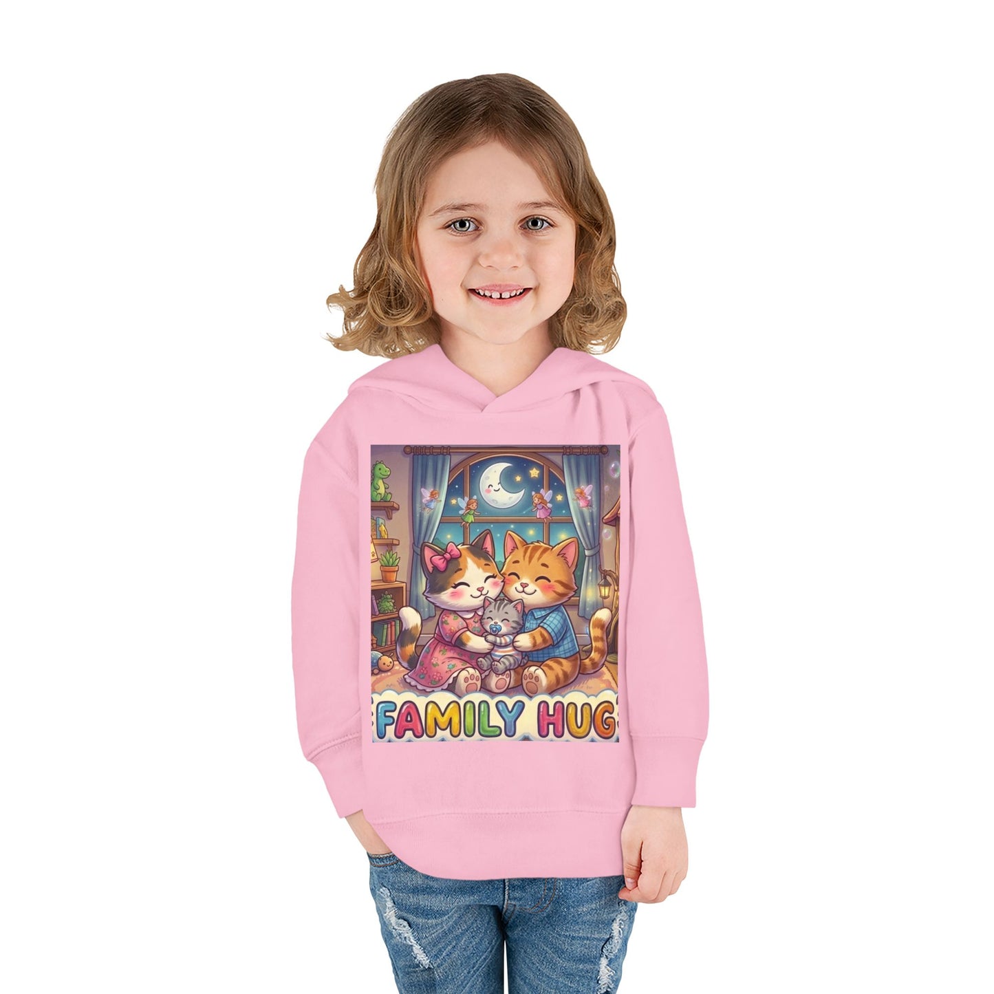 Family Hug Kitten Toddler Pullover Fleece Hoodie