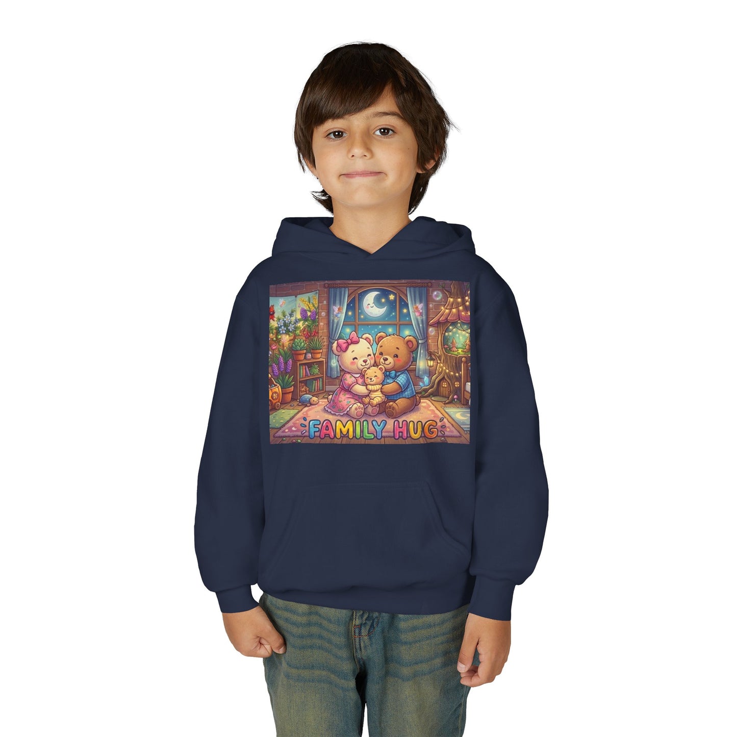 Family Hug Teddy Youth Heavy Blend Hooded Sweatshirt