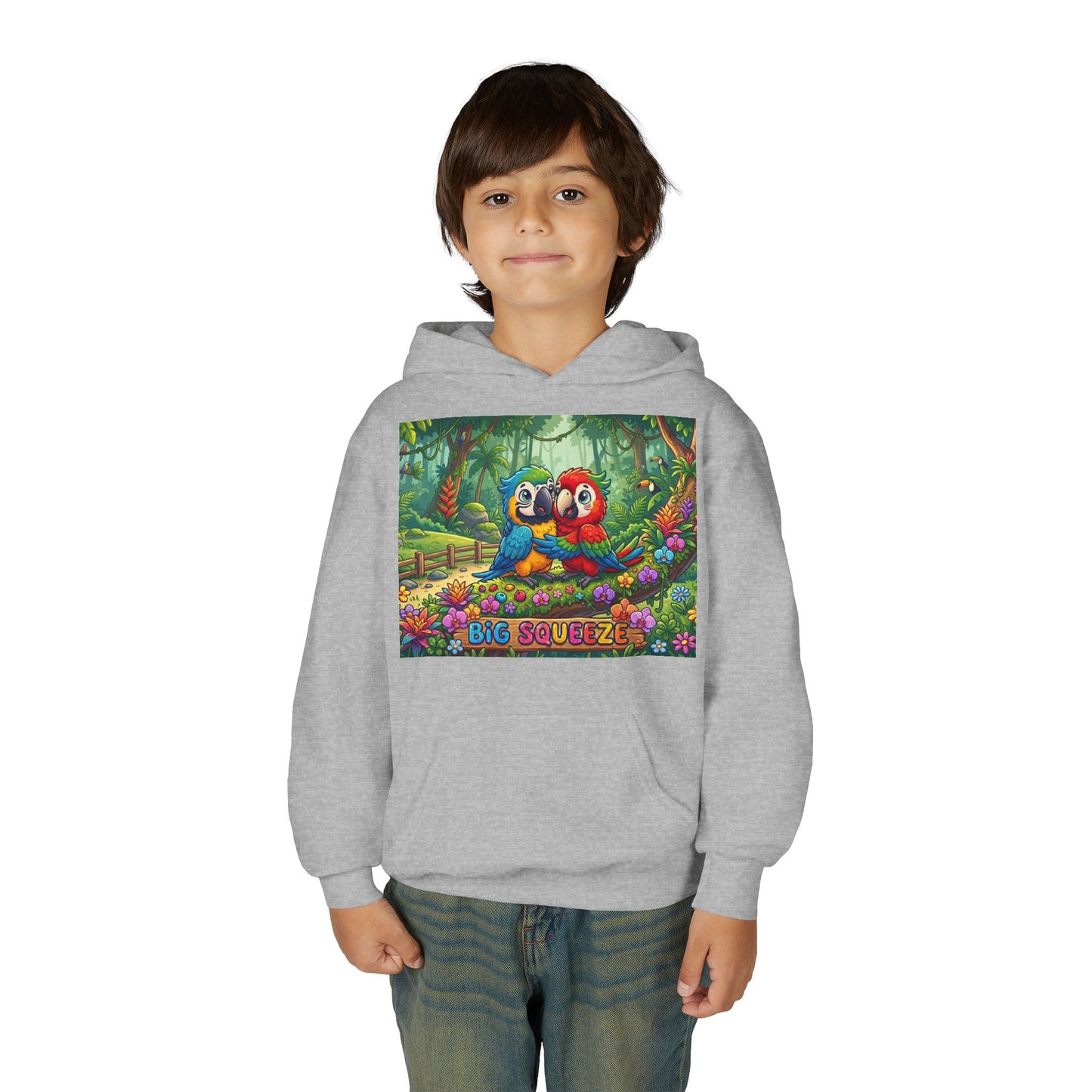 Big Squeeze Macaw Youth Heavy Blend Hooded Sweatshirt