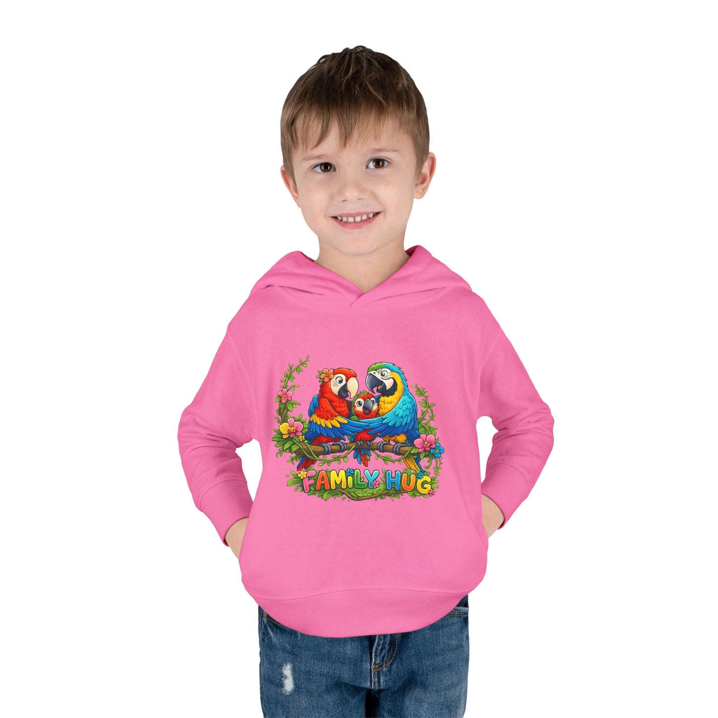 Family Hug Macaw Toddler Pullover Fleece Hoodie