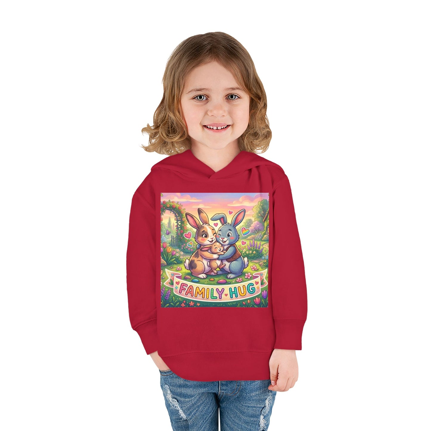 Family Hug Bunny Toddler Pullover Fleece Hoodie