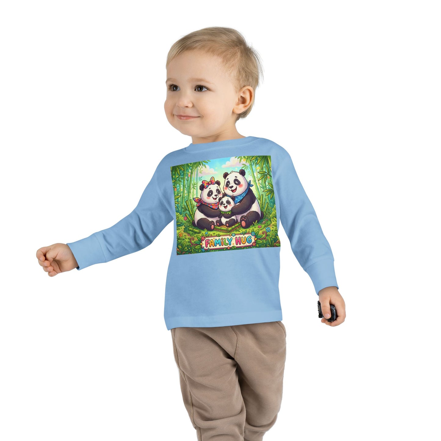 Family Hug Panda Toddler Long Sleeve Tee