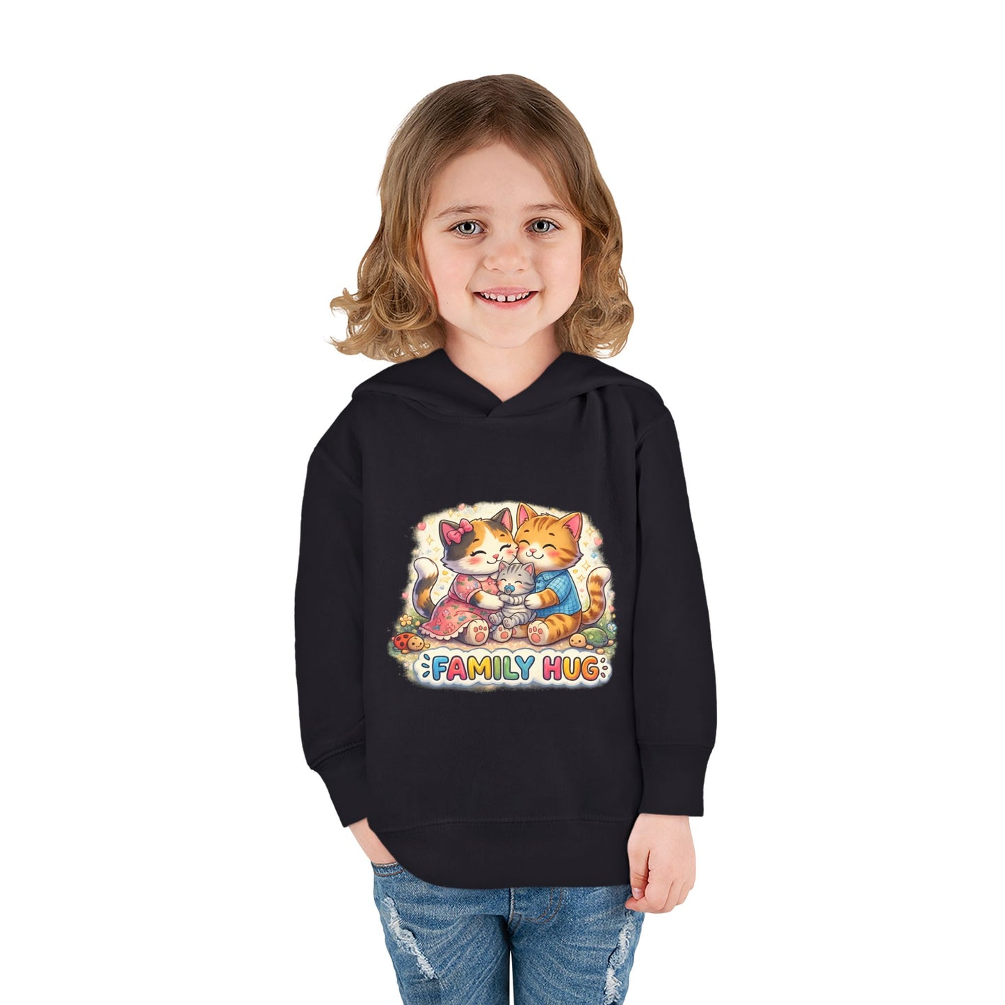 Family Hug Kitten Toddler Pullover Fleece Hoodie