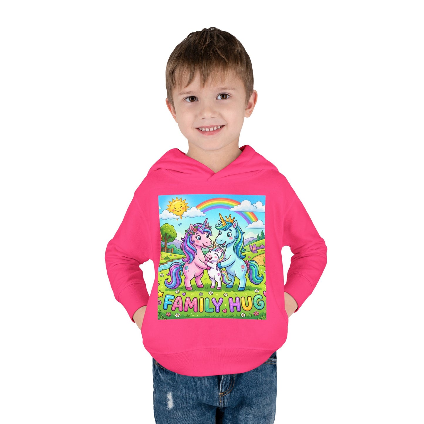 Family Hug Unicorn Toddler Pullover Fleece Hoodie