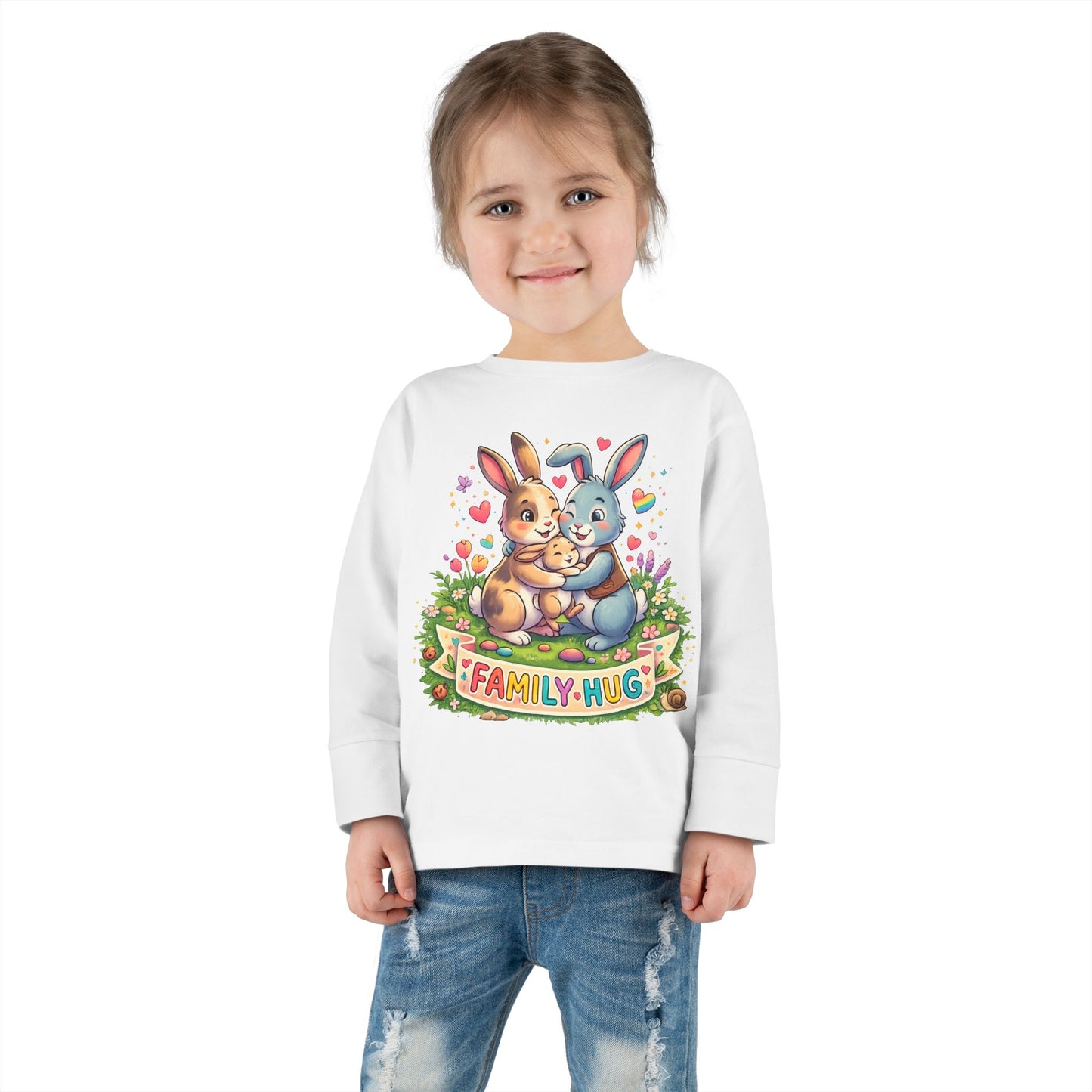 Family Hug Bunny Toddler Long Sleeve Tee