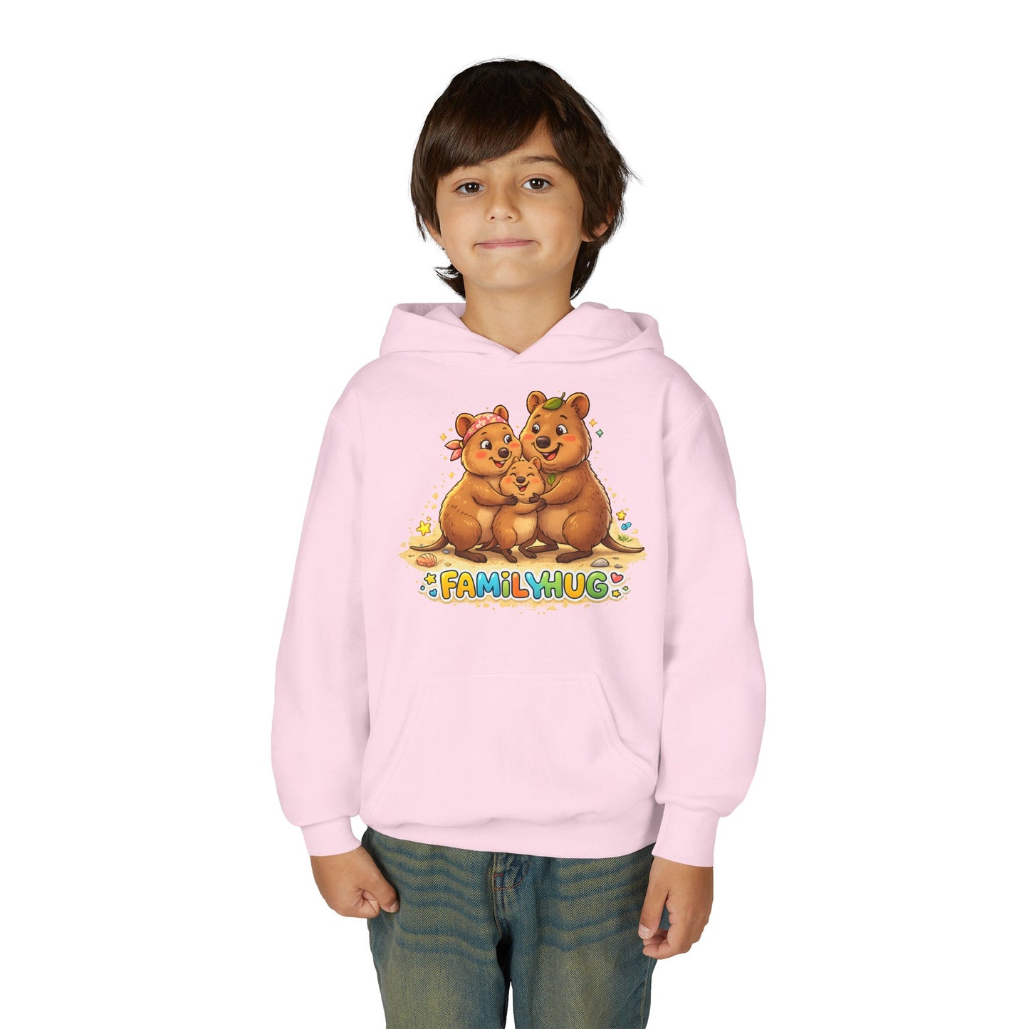 Family Hug Quokka Youth Heavy Blend Hooded Sweatshirt