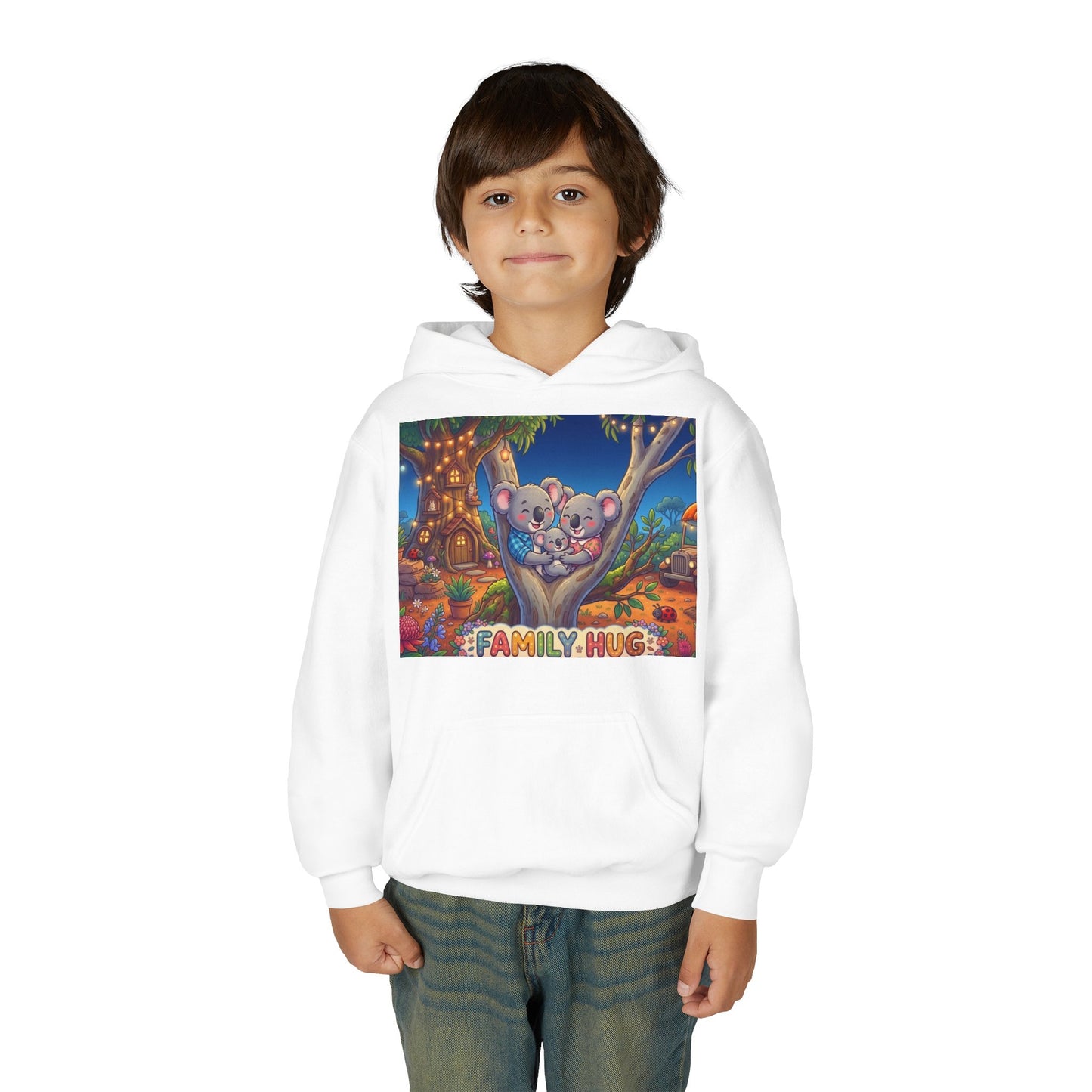Family Hug Koala Youth Heavy Blend Hooded Sweatshirt