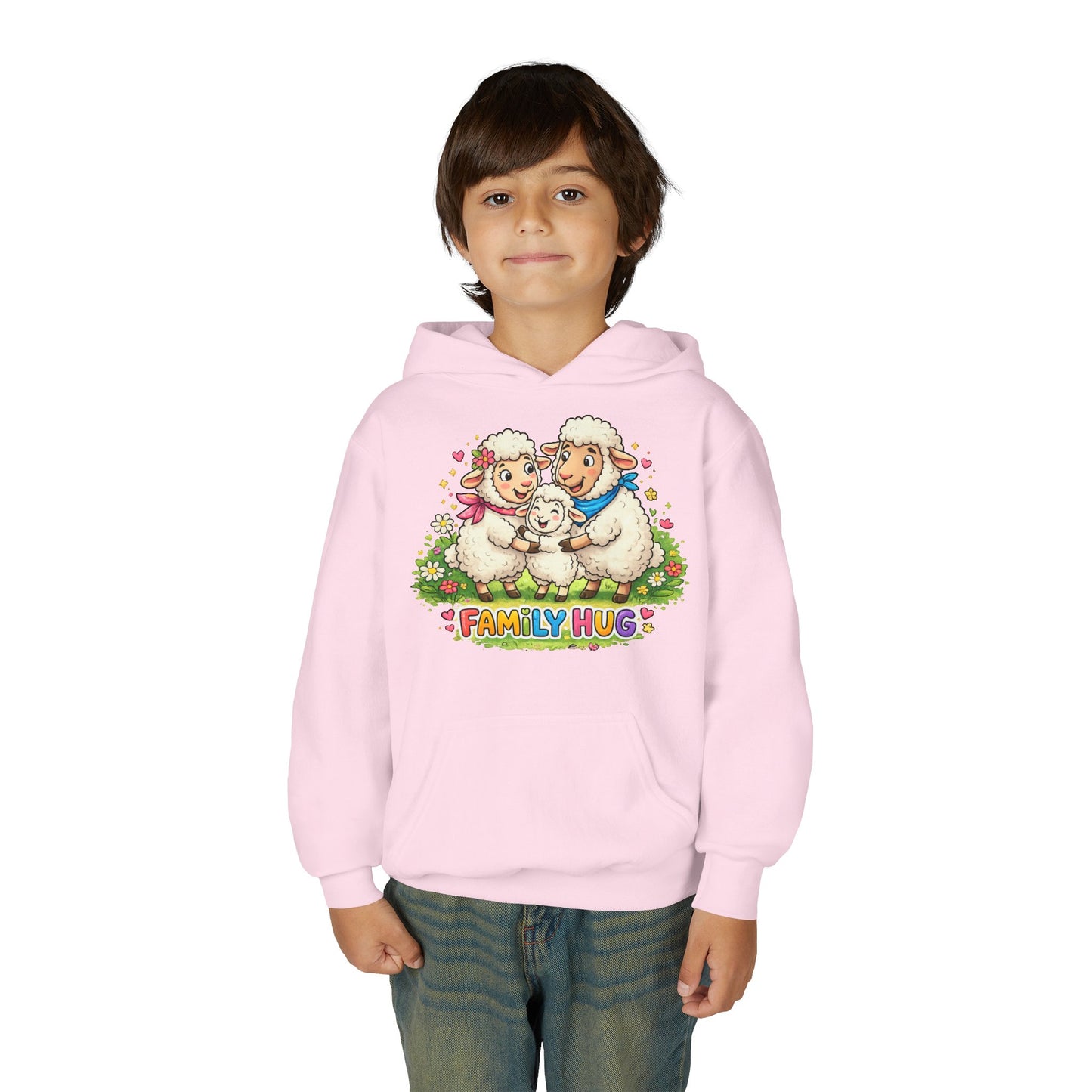 Family Hug Lamb Youth Heavy Blend Hooded Sweatshirt