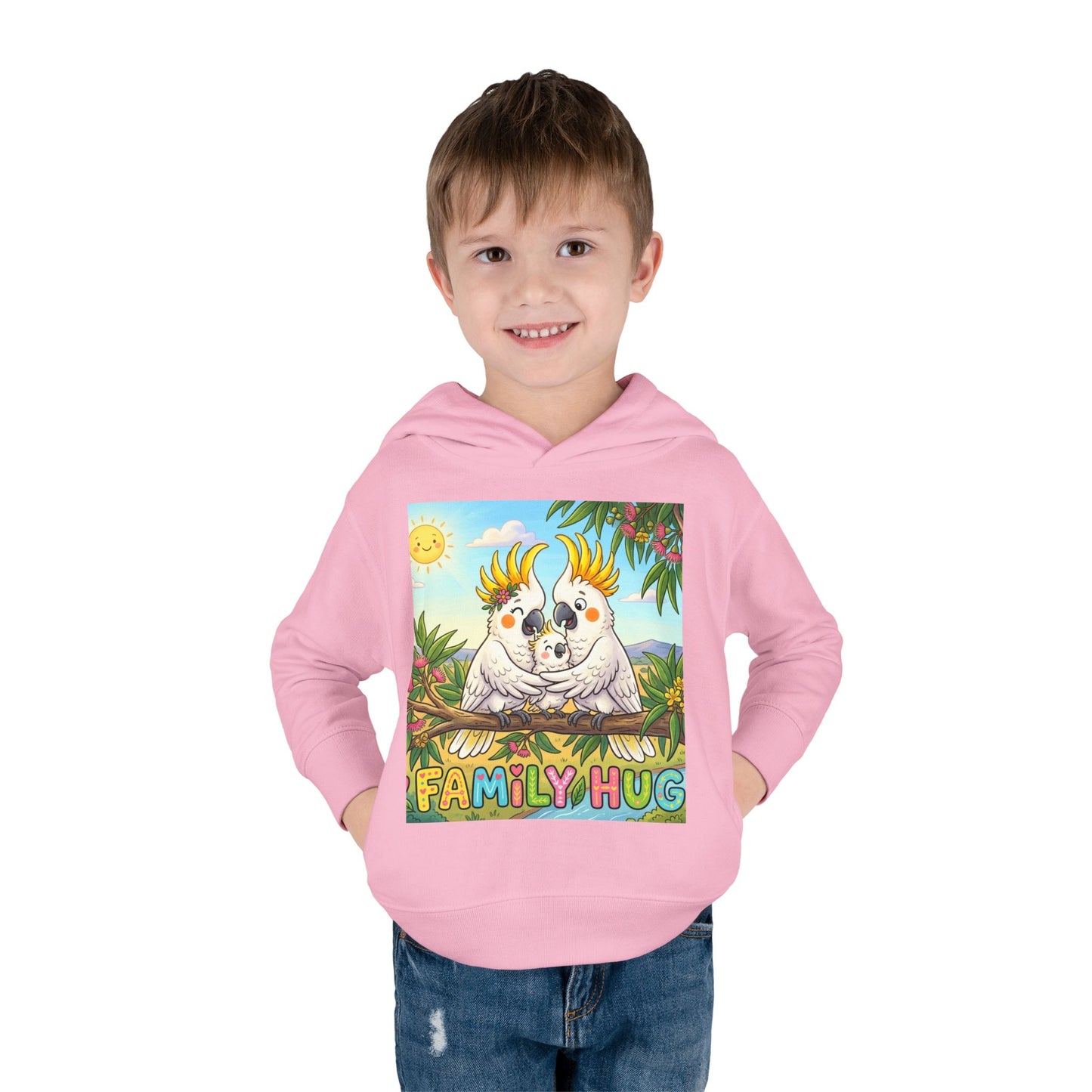 Family Hug Cockatoo Toddler Pullover Fleece Hoodie